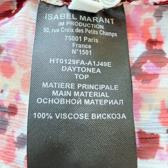 NWT Isabel Marant Étoile Daytonea Floral Long Sleeve Blouse in Raspberry & Ecru - Picture 12 of 16